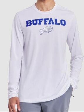 Nike Buffalo Bills Long-Sleeve Team  Dri Fit Shirt White/Blue